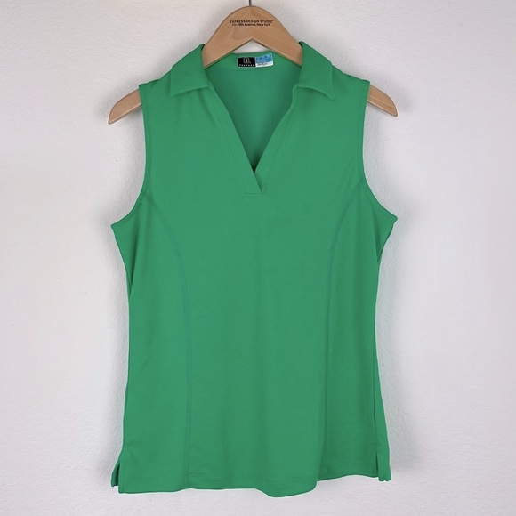 PGA Tour Tops - PGA Tour Women's Collard V Neck Sleeveless Golf Shirt Green Size Small Preowned
